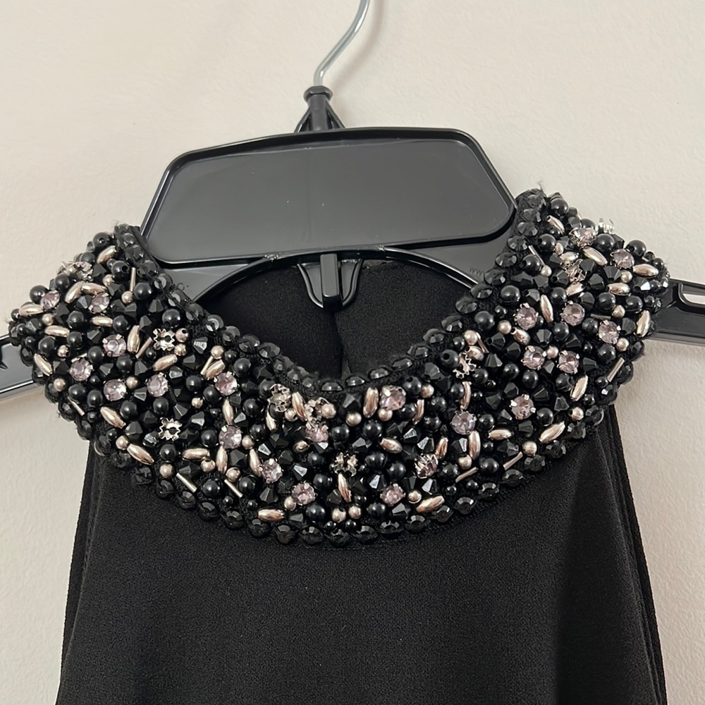 Badgley Mischka beaded black halter-neck gown